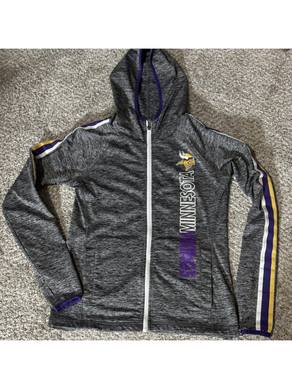 Minnesota Vikings NFL Hoodie Jacket Women's S Full Zip Team Apparel Gray Purple